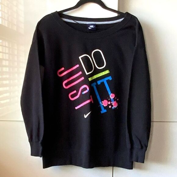 Nike Black Sweatshirt with Multicolor Print - Picture 1 of 7